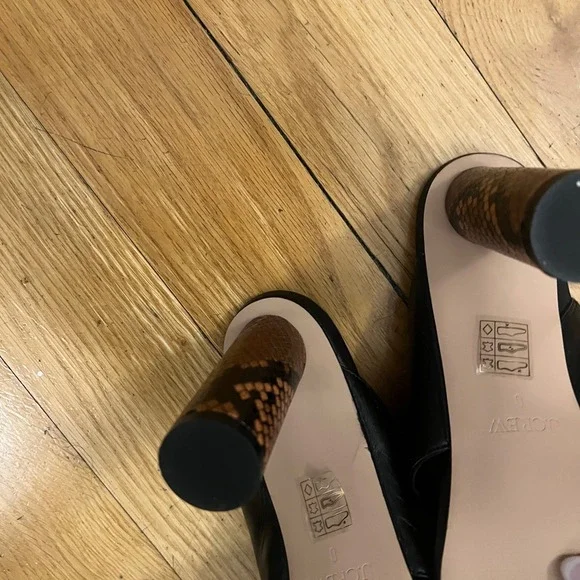 J.Crew Black Rounded-Heel Thong Sandals in Leather Snakeskin | Size 8 - Picture 5 of 8